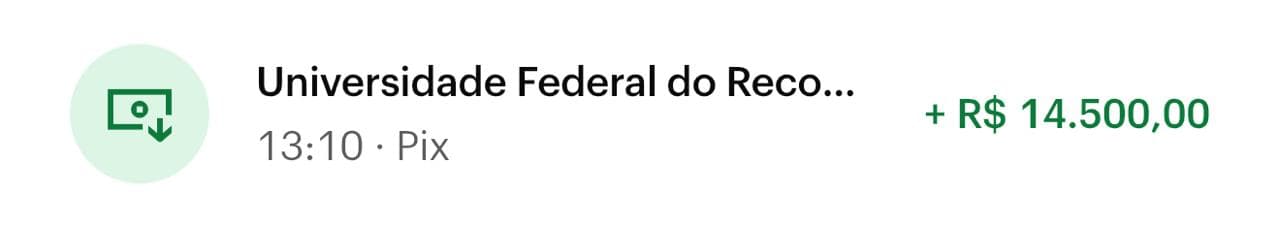 Comprovante de pagamento de órgão público: Universidade Federal